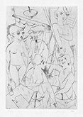 ALBERTO MANFREDI, Five people in a room, drypoint